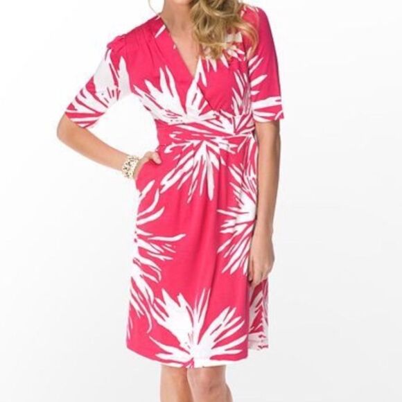 Lilly Pulitzer Bellanna Azalea Pink Frilly Ferns Dress Silk Women Large FLAWED - Picture 2 of 16